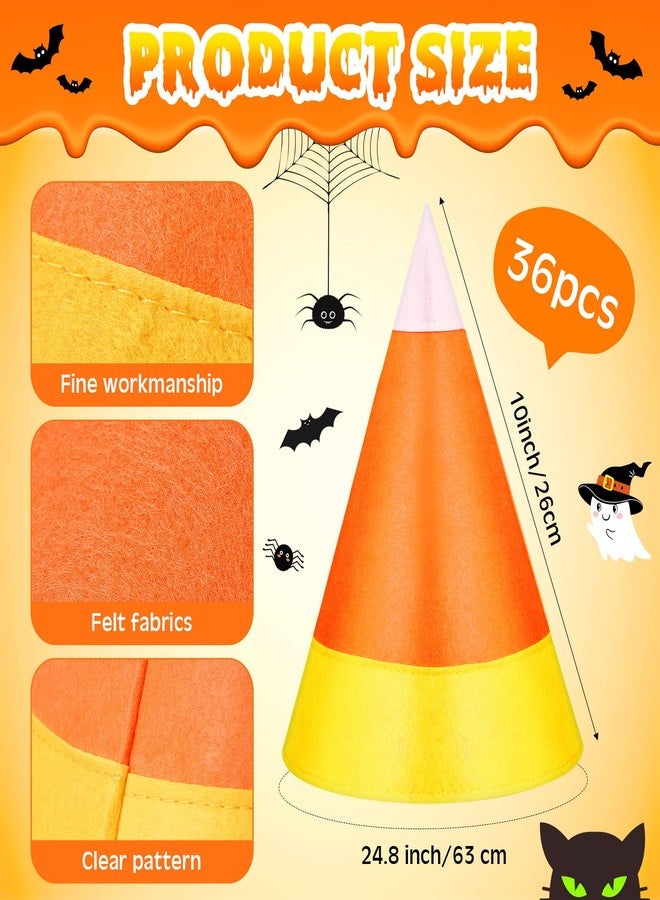 Chicingyou 36 قطعة 8 قطع/36 قطعة قبعات مخروطية الشكل لحفلات الهالوين، مصنوعة من اللباد، قبعة ساحرة على شكل ذرة، قبعات قزم، دعائم تصوير لحفلات أعياد الميلاد (حلوى) - Image 2